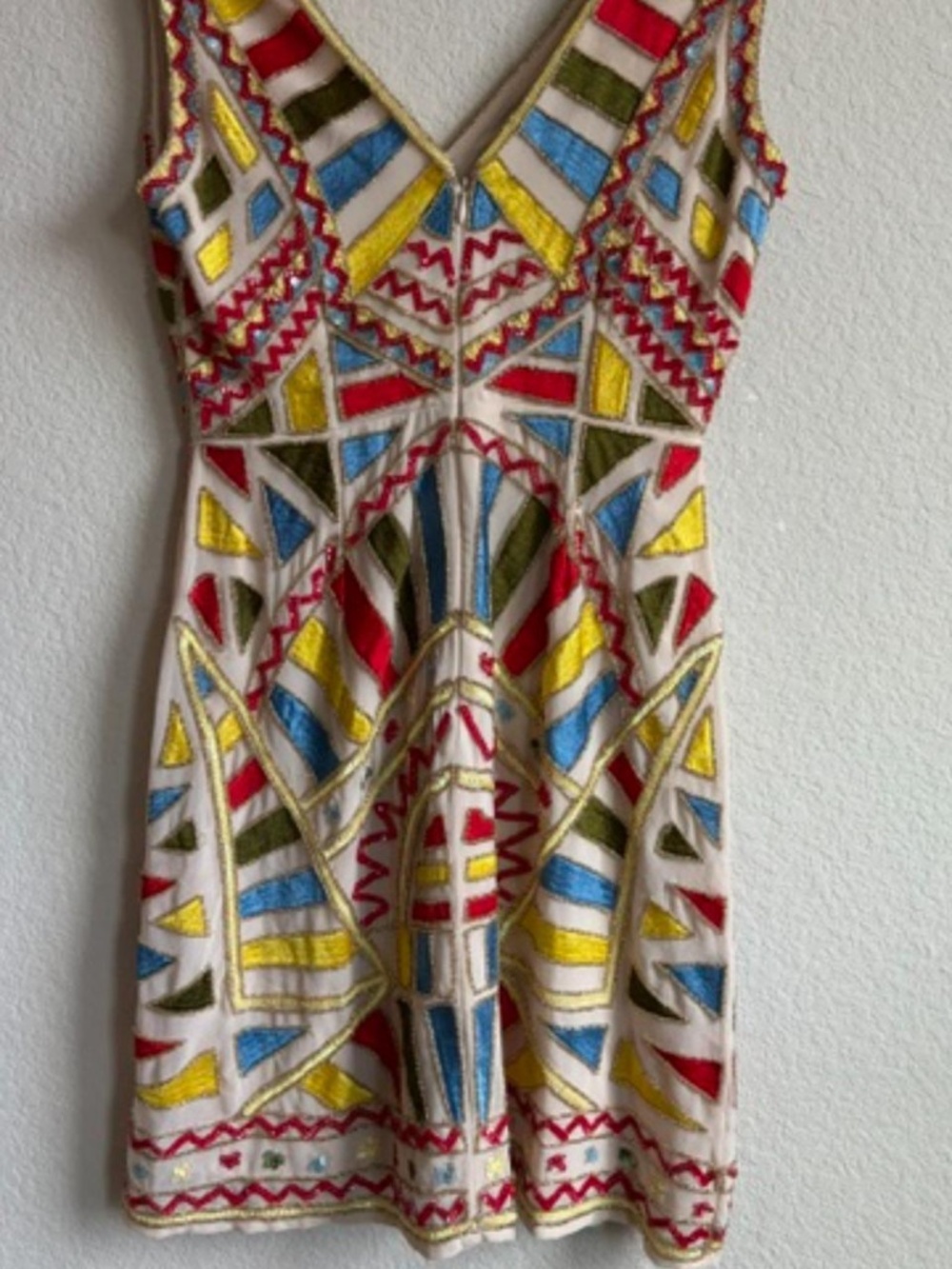 NWOT, Gianni Bini Arianna Geometric Beaded Mini Dress Multicolor Size 2 Art Deco - Picture 4 of 6